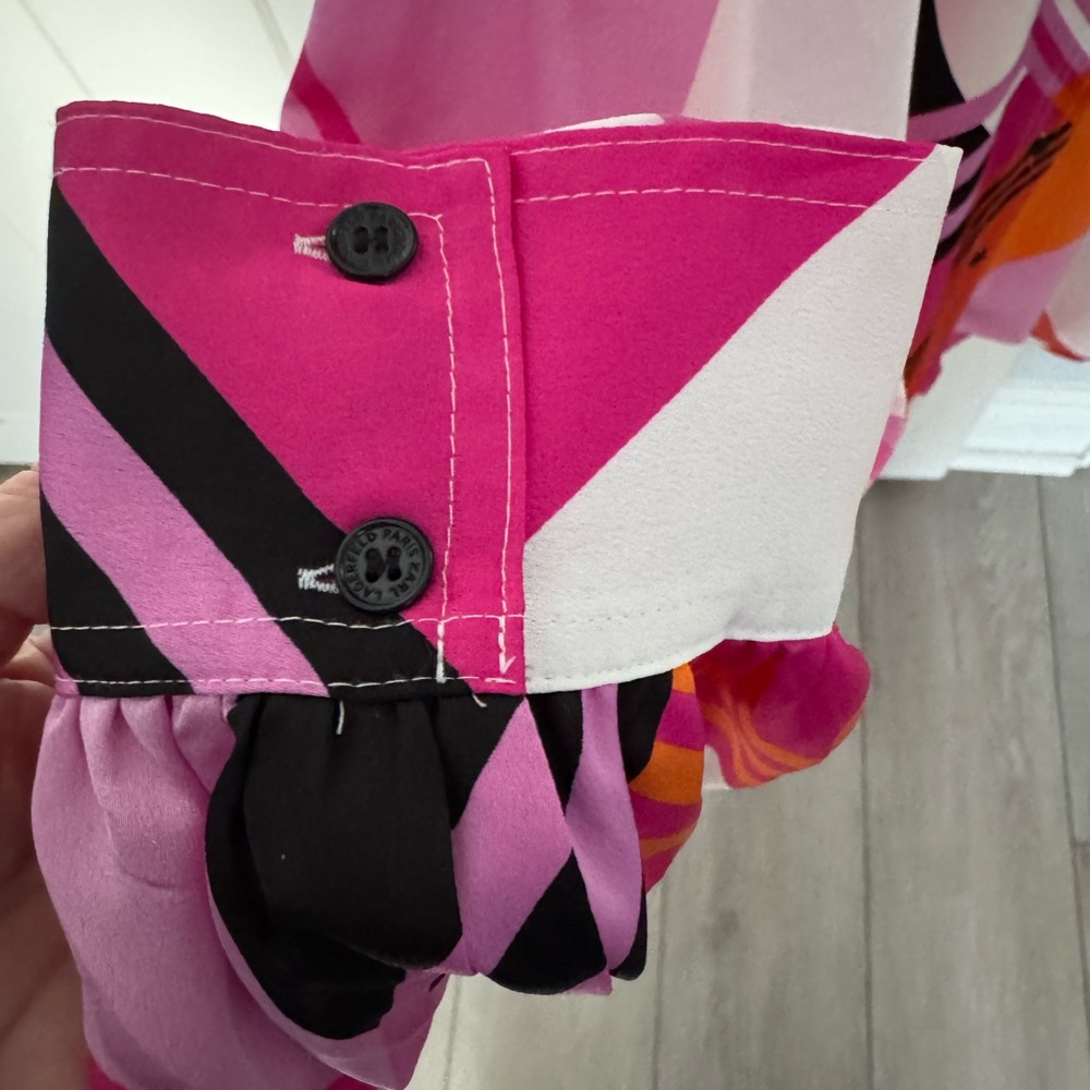 Karl Lagerfeld Pink and Orange Geometric Blouse - Picture 4 of 4